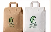 Bolsas SOS con asa en kraft y blanco